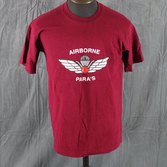 Vintage Graphic T-shirt - Canadian Airborne Paratroopers - Men's Large - Picture 1 of 7